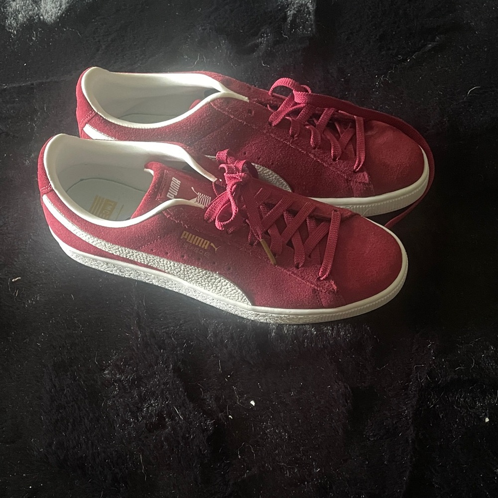 Puma Burgundy Suede Sneakers